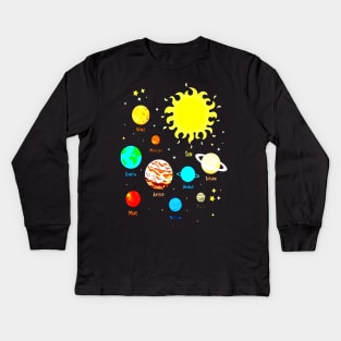 Solar System Dwarf Planets Astronomy Astronaut Kids Long Sleeve T-Shirt